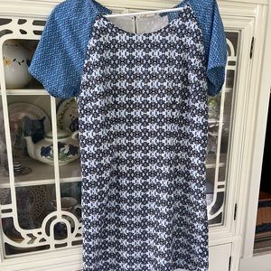 JAPNA lined shift DRESS GEOMETRIC PATTERNS SIZE M.
